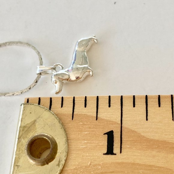 Silver Dachshund Doxie Necklace Pendant Dog Vet Tech Gift Rescue Plated - Picture 8 of 9